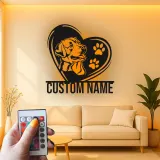 Insegna in metallo personalizzata Labrador con cuore e luce LED regalo per amanti dei cani decorazione per il soggiorno