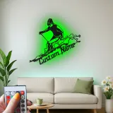 Custom Skier Led Light Metal Wall Art Personalized Skiing Gift for Winter Sports Enthusiasts Game Room Decor 1