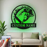 Insegna LED personalizzata con football | Decorazione murale in metallo personalizzata per man cave, camera ragazzi | Regalo per atleta