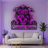 Custom Terrier Dog Led Light Metal Wall Art Personalized Pet Parent Gift Living Room Dog Decor
