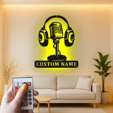 Individuelles Vintage-Mikrofon LED-Schild | Metall-Wandkunst für Musikstudio Dekor | Personalisierte Geschenke für Musiker & Musikliebhaber