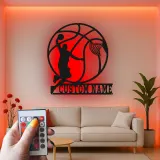 Custom Basketball Player Led Light Metal Wall Art Personalized Sports Gift for Athletes Game Room Decor 1