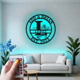 Custom LED Family Name Sign | Metal Monogram Wall Art | Personalized Wedding Gift for Couples | Illuminated Living Room Decor
