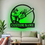 Personalisierte Arborist Metalltafel | Kettensäge LED Wandkunst | Individuelle Logger Dekoration | Geschenk für Outdoor-Enthusiasten & Baumdienst