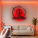Rhinoceros LED Metal Wall Art | Custom Name Safari Sign | Modern Wildlife Decor for Home & Office