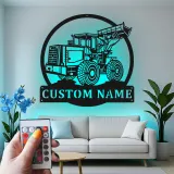 Custom Bulldozer Led Light Metal Wall Art Personalized Gift for Construction Enthusiast Garage or Office Decor 2