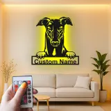 Insegna in metallo LED personalizzata per amanti dei cani con Greyhound - Regalo per la sala da pranzo
