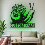Panneau en métal personnalisé avec escargot | Décoration florale de jardin sur mesure avec LED | Cadeau pour amoureux de la nature | Déco patio et maison