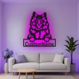 Custom Maine Coon Cat Led Light Metal Wall Art Personalized Pet Lover Gift Bedroom or Living Room Decor