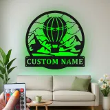 Insegna a forma di mongolfiera personalizzata | Arte in metallo LED per nursery | Decorazione avventurosa con nome personalizzato | Regalo per amante dei viaggi