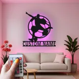 Cartel LED de Jugador de Fútbol Personalizado | Decoración Mural de Metal Personalizada | Decoración para Habitaciones de Atletas y Regalo para Niños | Placa de Nombre Iluminada para Bar Deportivo