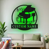 Custom Grand Piano Metal Wall Art | Personalized LED Music Notes Decor | Musician Gift for Living Room
