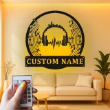 Decorazione murale LED cuffie personalizzata | Insegna in metallo su misura per studio | Targa DJ e regalo per amanti della musica | Decorazione audio soundwave
