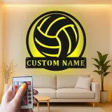 Personalisierte Metall-Wandkunst mit Volleyball und LED-Beleuchtung – Geschenk für Volleyballspieler, Dekoration für Spielzimmer oder Sportbereich