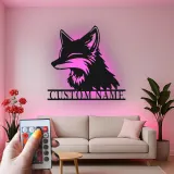 Custom Fox Metal Wall Art | Personalized LED Name Sign for Nursery or Living Room | Animal Lover Gift