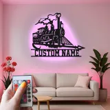 Custom Steam Train Led Light Metal Wall Art Personalized Gift for Train Enthusiasts Man Cave or Office Decor 2
