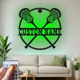 Panneau de crosse personnalisé avec LED | Art mural en métal avec prénom | Déco chambre athlète | Cadeau sportif pour garçons et ados