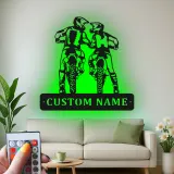 Personalisierte LED-Beleuchtung Metall-Wandkunst für Motocross-Fahrer – Geschenk für Dirtbike-Enthusiasten, Garage oder Man Cave Dekor