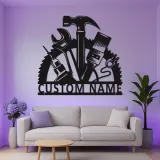 Cartel LED de Metal de Carpintero Personalizado | Decoración de Taller Personalizada | Arte de Mural Iluminado para Manitas | Regalo para Carpinteros