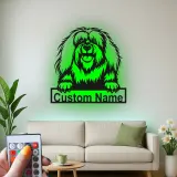 Cartel de metal LED de perro peludo personalizado, regalo para amantes de las mascotas, decoración para salón para dueños de perros