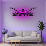 Décoration murale en métal LED personnalisée pour nageurs - Cadeau pour nageurs