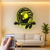 Custom Eagle American Flag Led Light Metal Wall Art Patriotic Gift for Veterans Office or Living Room Decor