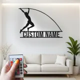 Letrero LED personalizado de salto con pértiga | Arte mural de metal de atletismo | Decoración de nombre personalizado para atletas | Regalo deportivo para entrenadores