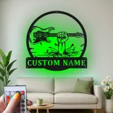 Individuelle Gitarren-LED-Metall-Wandkunst | Personalisierte Musiker-Namensschild | Dekoration für Musikzimmer, Studio & Männerhöhlen