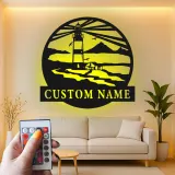 Custom Lighthouse Sign | LED Metal Wall Art | Coastal Beach House Decor | Personalized Nautical Gift