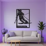 Custom Downhill Skier Metal Wall Art | Personalized LED Ski Sign | Laser Cut Steel Lodge Decor | Gift for Ski Lovers