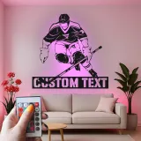 Personalisierte Hockey Wandkunst | Individuelles LED Metallschild für das Spielzimmer | Geschenk für Hockeyspieler
