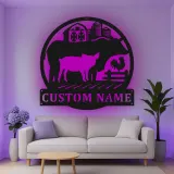 Cartel de metal LED personalizado con animales de granja, regalo para agricultores, decoración rústica de granja