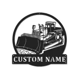 Cartel de metal LED de bulldozer personalizado, regalo de construcción para él, decoración de garaje u oficina para amantes de equipos pesados