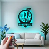 Panneau géomètre-topographe personnalisé | Décoration murale en métal LED | Décor de bureau pour ingénieur civil | Cadeau de topographie avec nom