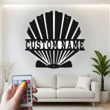 Décoration murale en métal en forme de coquillage | Panneau LED personnalisé pour décor côtier | Cadeau nautique inspiré de l'Art Déco pour maison de plage ou entreprise