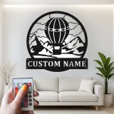 Insegna a forma di mongolfiera personalizzata | Arte in metallo LED per nursery | Decorazione avventurosa con nome personalizzato | Regalo per amante dei viaggi