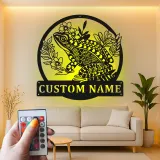 Panneau LED personnalisé de Grenouille | Décoration murale en métal personnalisée | Cadeau pour amoureux de la nature pour le jardin et le patio | Décor amphibien fantaisiste