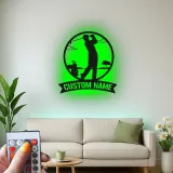 Panneau métallique personnalisé pour golfeur | Décoration murale LED personnalisée | Cadeau pour amateur de golf | Déco de man cave et bar à domicile