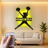 Insegna in metallo LED a silhouette di cheerleader personalizzata regalo per appassionati di cheer decorazione camera