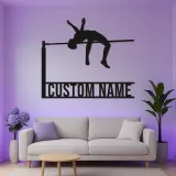Personalisierte Hochsprung Metall-Wandkunst | Individuelles LED-Schild für Athleten | Geschenk für Leichtathletik-Dekor