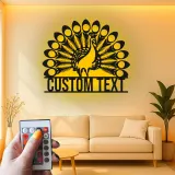 Cartel de metal personalizado con luz LED de pavo real, regalo para decoración del hogar, acento para salón o dormitorio