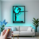 Gymnastics LED Metal Sign | Custom Name Wall Art for Girls Room | Personalized Gymnast Gift Light