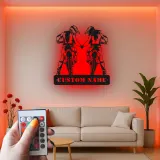 Insegna in metallo personalizzata coppia di motociclisti con luce LED regalo unico per motociclisti, decorazione per garage o man cave