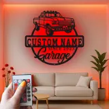 Insegna in metallo LED personalizzata per garage di camion, regalo per appassionati di auto, decorazione per man cave o garage