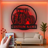 Insegna in metallo LED personalizzata per trattori - Regalo per agricoltori, decorazione per fattoria