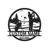 Custom Golf LED Sign | Personalized Metal Wall Art for Man Cave | Backlit Golfer Decor Gift for Husband