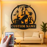 Custom Goat Farm Sign | Personalized LED Metal Wall Art | Rustic Barnyard Decor for Farmer Family Gift