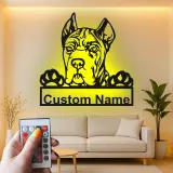 Décoration murale en métal personnalisée avec chien Boxer et rétroéclairage LED - Cadeau pour les amoureux des animaux, décoration pour salon ou espace pour animaux