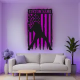 Décoration murale en métal personnalisée joueur de baseball avec rétroéclairage LED