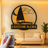 Custom Sailboat LED Sign | Personalized Metal Wall Art | Nautical Decor for Lake House | Sailor Gift